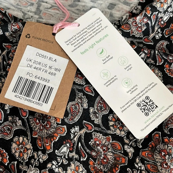 Boden Knot Front Jersey Midi Dress in Black Block Paisley - NEW - Size 16-18R - Picture 9 of 12